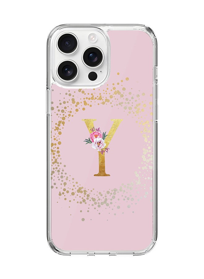 Stylizedd For iPhone 16 Pro Max Case [Compatible with MagSafe] Slim Magnetic cover Clear Phone Case - Custom Monogram Floral - Y (Pink ) - Image 1