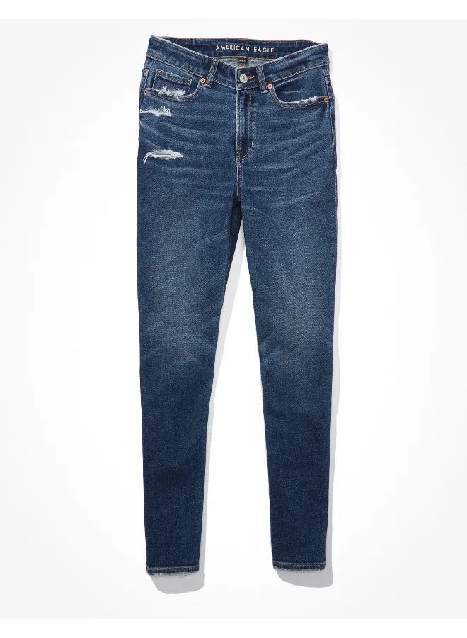 امريكان ايجل AE Stretch Ripped High V-Rise Mom Jean