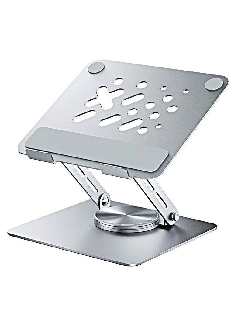 Denx Ergonomic laptop and tablet stand with fully collapsible dual swivel column and 360 degree rotating base. - Image 2