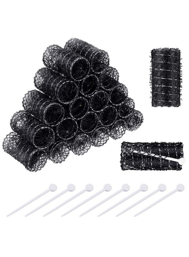 WILLBOND 20 Pack Vintage Style Hair Roller Brush Rollers for Hair Medium Mesh Rollers and Plastic Picks Set for Women Effortless Curls and Waves Flexible Locking Pins Small Curls - Image 1
