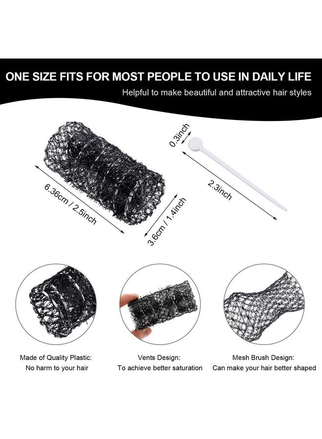 WILLBOND 20 Pack Vintage Style Hair Roller Brush Rollers for Hair Medium Mesh Rollers and Plastic Picks Set for Women Effortless Curls and Waves Flexible Locking Pins Small Curls - Image 2
