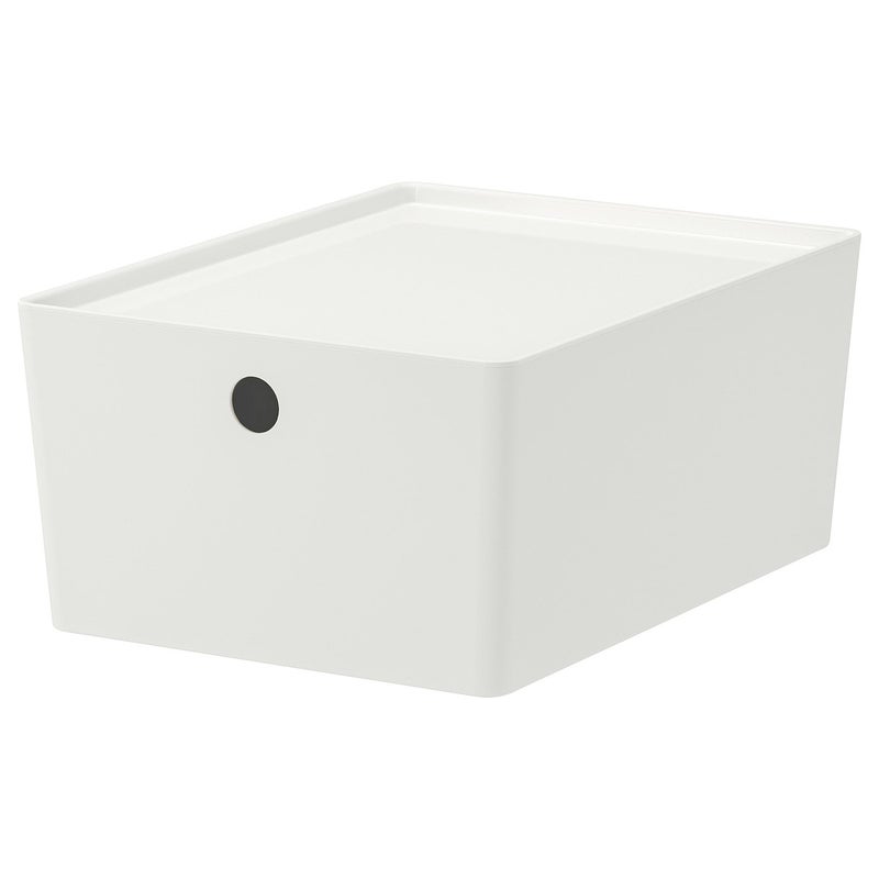 Baitique Glossy Storage Box with Lid, White, 26×35×15 cm - Image 1