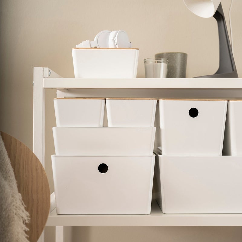 Baitique Glossy Storage Box with Lid, White, 26×35×15 cm - Image 3