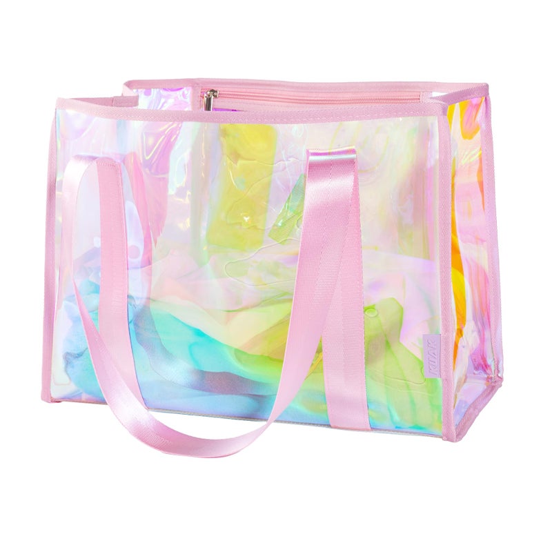 KUAK Large Beach Tote Bag for Women Waterproof Sandproof TipProof Beach Bag Iridescent Clear Tote Bag with Inner Waterproof Zipper Pocket for Pool Travel Cruise Boat Swim - Image 2