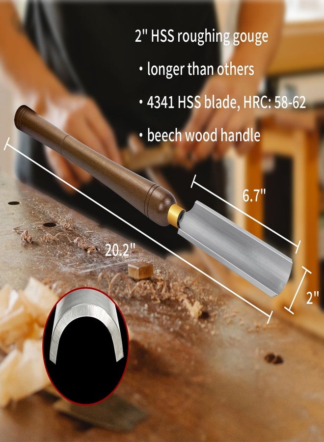 DEEFIINE 2-Inches HSS Spindle Roughing Gouge Lathe Chisel,Wood Lathe Turning Tools With Beech Wood Handle - Image 2