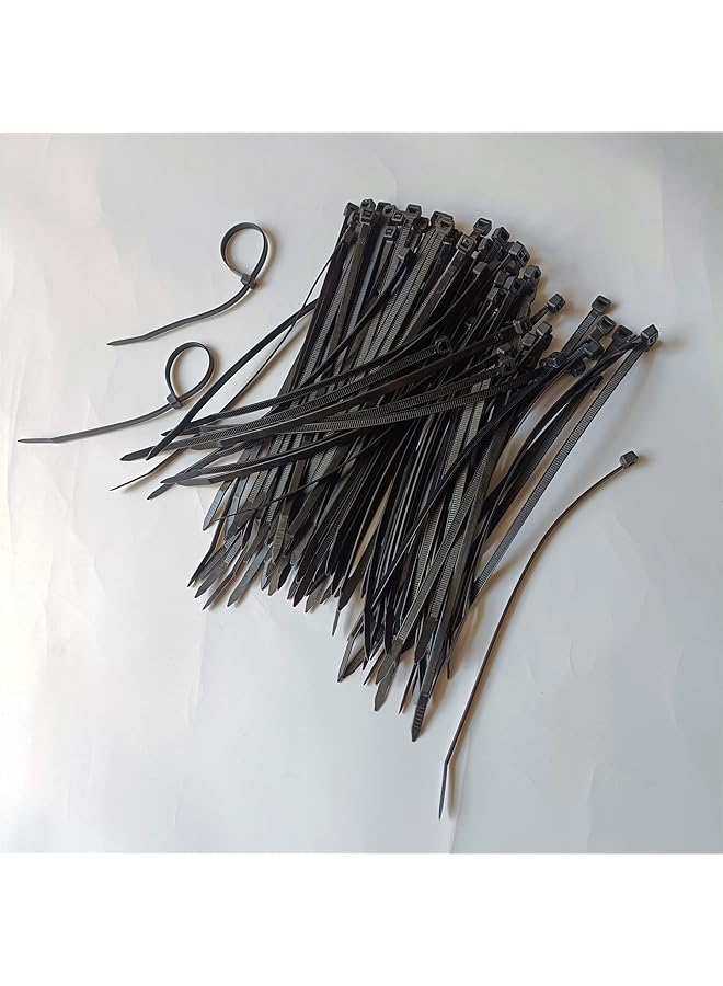 إيروريكس 100 قطعة من أربطة الكابلات البلاستيكية عالية التحمل مقاس 6 بوصات مع قوة شد تصل إلى 50 رطلاً وأشرطة ربط الكابلات المصنوعة من النايلون الأسود ذاتية القفل للاستخدام الداخلي والخارجي - Image 4