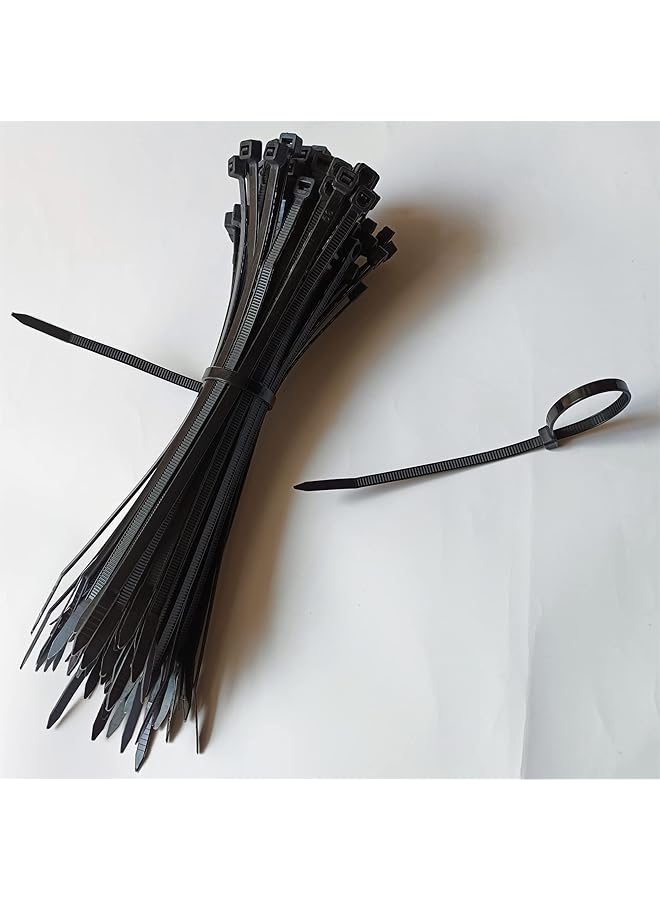 إيروريكس 100 قطعة من أربطة الكابلات البلاستيكية عالية التحمل مقاس 6 بوصات مع قوة شد تصل إلى 50 رطلاً وأشرطة ربط الكابلات المصنوعة من النايلون الأسود ذاتية القفل للاستخدام الداخلي والخارجي - Image 3