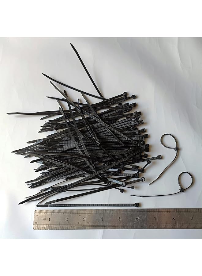 إيروريكس 100 قطعة من أربطة الكابلات البلاستيكية عالية التحمل مقاس 6 بوصات مع قوة شد تصل إلى 50 رطلاً وأشرطة ربط الكابلات المصنوعة من النايلون الأسود ذاتية القفل للاستخدام الداخلي والخارجي - Image 2