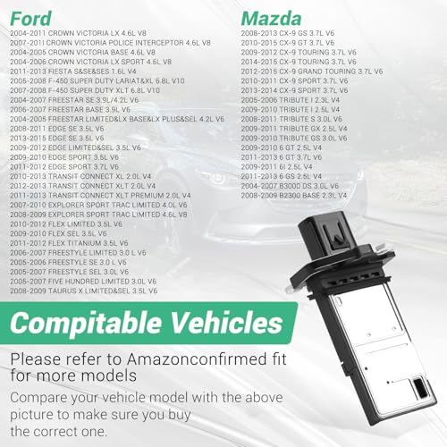 keriolee Mass Air Flow Sensor 3L3A-12B579-BA, MAF Sensor Fit for Ford F150/F250/E150/E250/Crown Victoria/Taurus/Escape/Mustang/Edge/Escape/Ranger, etc, Mass Airflow Sensor OEM Fit for Mazda/Lincoln/Mercury - Image 5