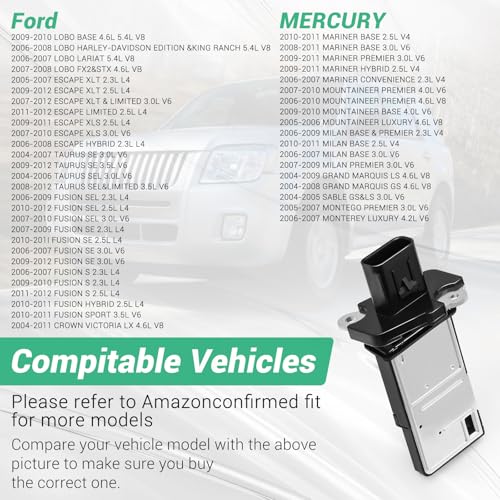 keriolee Mass Air Flow Sensor 3L3A-12B579-BA, MAF Sensor Fit for Ford F150/F250/E150/E250/Crown Victoria/Taurus/Escape/Mustang/Edge/Escape/Ranger, etc, Mass Airflow Sensor OEM Fit for Mazda/Lincoln/Mercury - Image 4