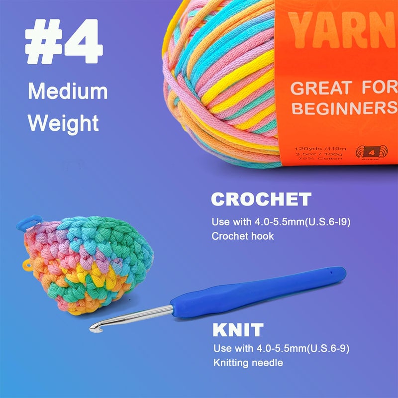 FREEASYFAR 3.5Oz/120yds Pastel Beginner Easy Yarn for Crocheting and Knitting;Worsted-Weight Medium #4;Cotton Blend Yarn for Beginners Amigurumi DIY(Coral,1 Skein) - Image 2