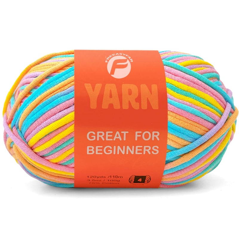 FREEASYFAR 3.5Oz/120yds Pastel Beginner Easy Yarn for Crocheting and Knitting;Worsted-Weight Medium #4;Cotton Blend Yarn for Beginners Amigurumi DIY(Coral,1 Skein) - Image 1