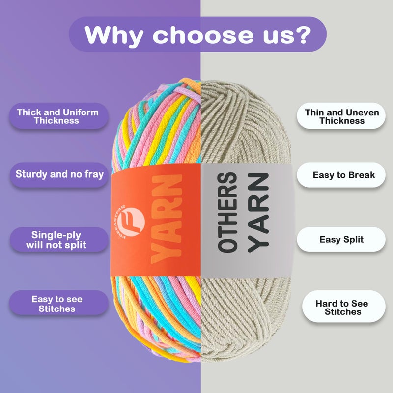 FREEASYFAR 3.5Oz/120yds Pastel Beginner Easy Yarn for Crocheting and Knitting;Worsted-Weight Medium #4;Cotton Blend Yarn for Beginners Amigurumi DIY(Coral,1 Skein) - Image 3