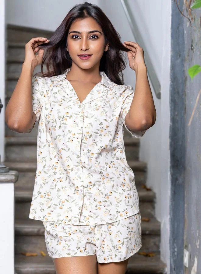 Aadaraya  Aadaraya Pyjama Short Set Shirt and Shorts for Women | Best Price UAE