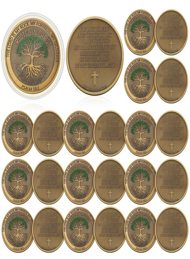 Siifert 20 Pcs Christian Rooted in Christ Coin The Lord is My Rock Tokens Coins Funny Christian Gifts Pocket Token for Prayer - Image 1