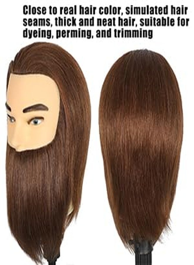 simnient Male Mannequin Head with Beard 100% Real Human Hair Haircut Training Head for Cosmetology Straight Thick Hair Manikin Head Doll Head with Stand Practice Cutting Styling,Barber Shop,Cosmetology School - Image 4