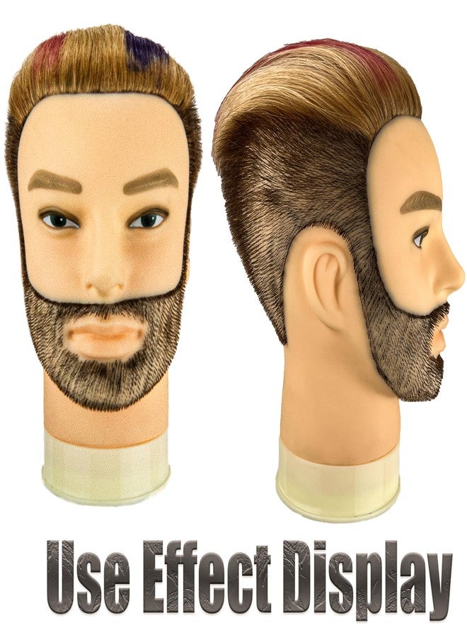 simnient Male Mannequin Head with Beard 100% Real Human Hair Haircut Training Head for Cosmetology Straight Thick Hair Manikin Head Doll Head with Stand Practice Cutting Styling,Barber Shop,Cosmetology School - Image 2
