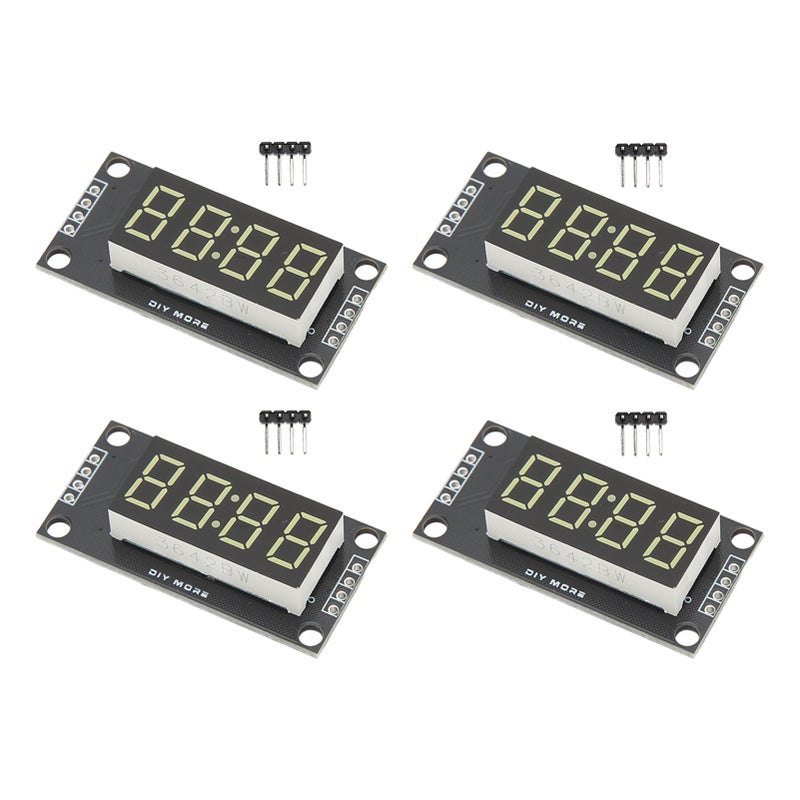 4 Sets Digital Tube Display Module LED 4 Digit 7 Segment 0.36in TM1637 Drive Chip White MRA110F - Image 2