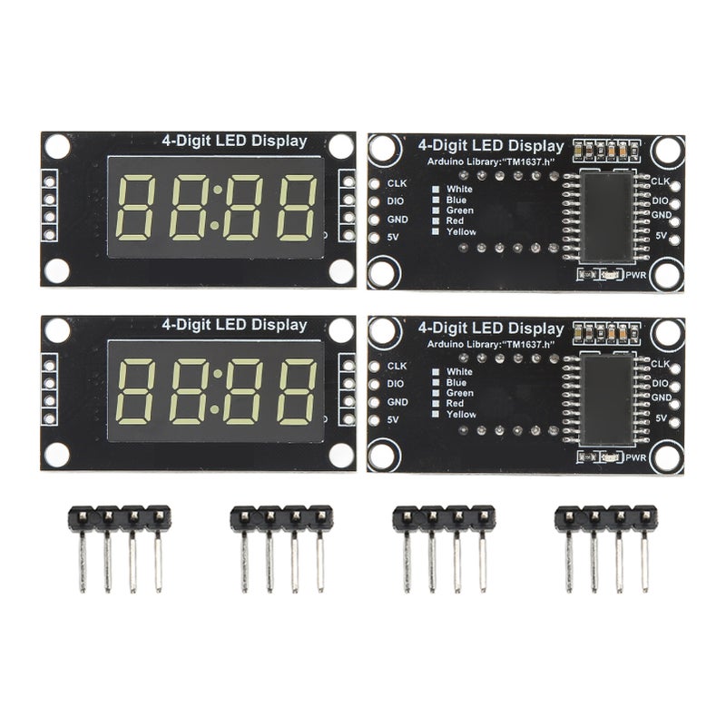 4 Sets Digital Tube Display Module LED 4 Digit 7 Segment 0.36in TM1637 Drive Chip White MRA110F - Image 3