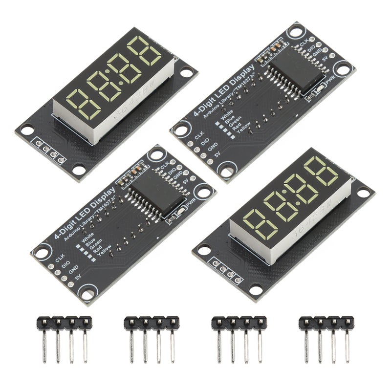 4 Sets Digital Tube Display Module LED 4 Digit 7 Segment 0.36in TM1637 Drive Chip White MRA110F - Image 1