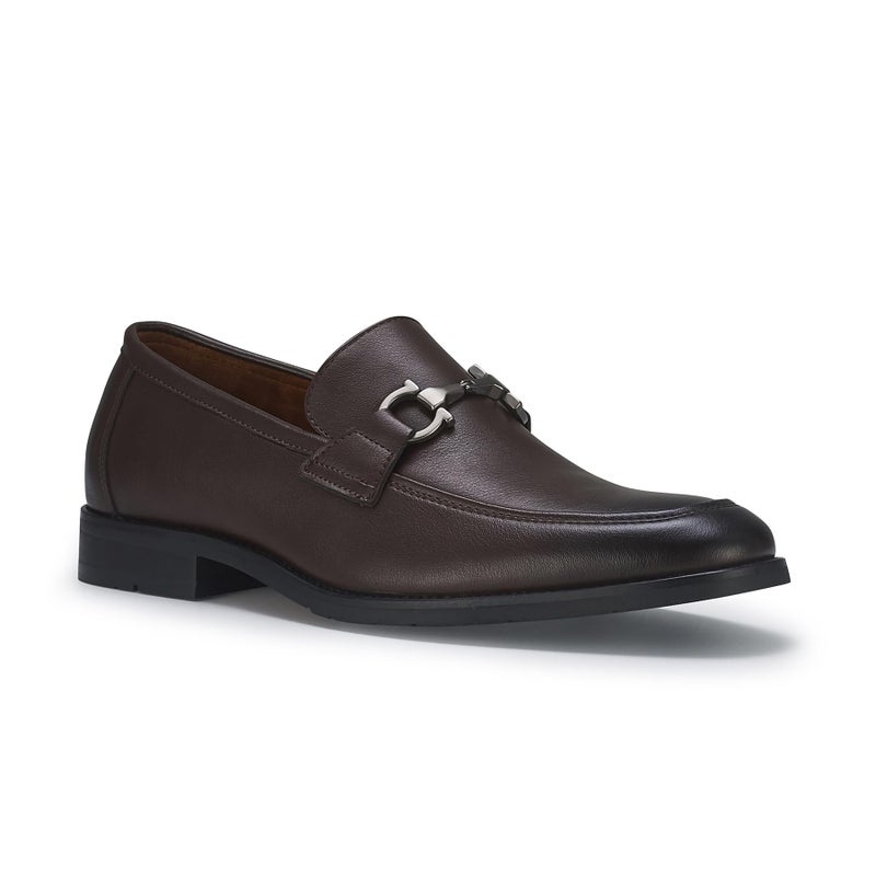 Ferro Aldo Daxon MFA19708 MocToe Penny Loafers with Decorative Buckle Leather in Chocolate Size 95