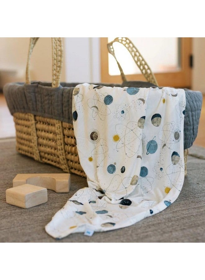 Little Unicorn Large Stretch Knit Swaddle Blanket 2 Pack| Super Soft with Optimal Stretch for swaddling | Giftable Set (Planets) - Image 2