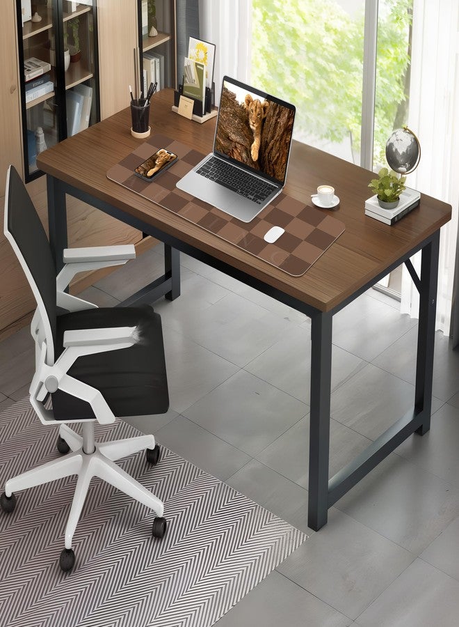AFIING Non-Slip Checkered Desk Mat, Waterproof PU Leather Protector, Large Blotter, Easy Clean Laptop Writing Mat for Work/Home/Decor (Brown 31.5" x 12") - Image 4
