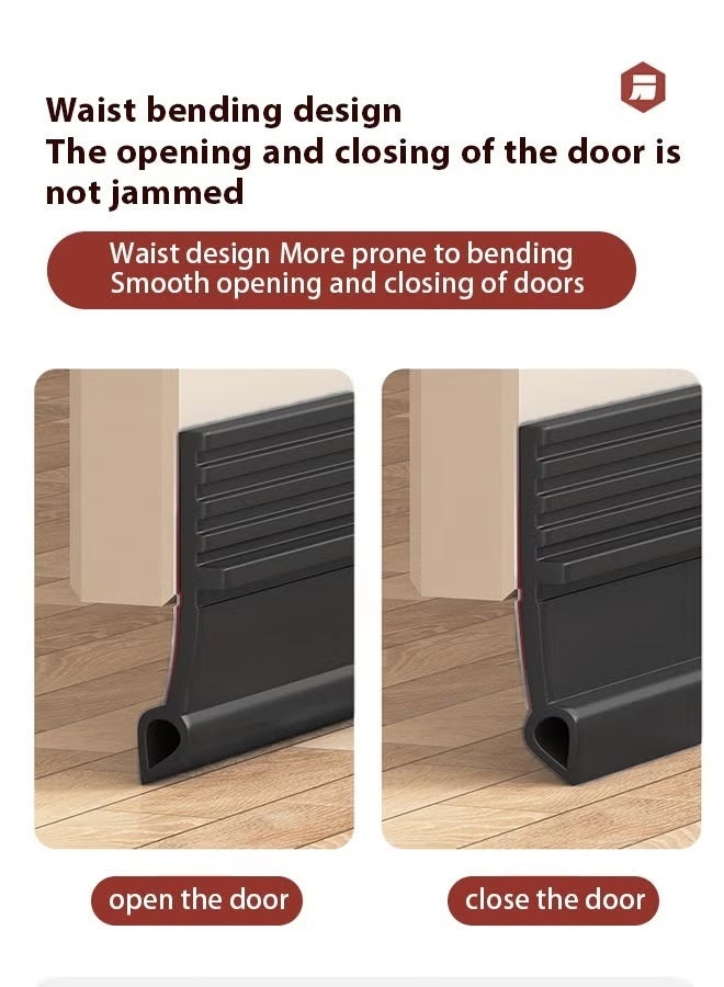Purrhappy 100cm Door Draft Stopper, 1/2/3pcs Under Door Seal Sweep, Insect-Proof, Light-Blocking, And Noise-Reducing For Exterior & Interior Doors, Hard-Soft Tpe Door Air Blocker With Airtight Sealing For Dust/Noise Insulation, Fits 0-28mm Gaps, Black - Image 5