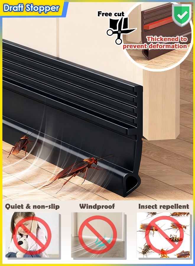 Purrhappy 100cm Door Draft Stopper, 1/2/3pcs Under Door Seal Sweep, Insect-Proof, Light-Blocking, And Noise-Reducing For Exterior & Interior Doors, Hard-Soft Tpe Door Air Blocker With Airtight Sealing For Dust/Noise Insulation, Fits 0-28mm Gaps, Black - Image 1