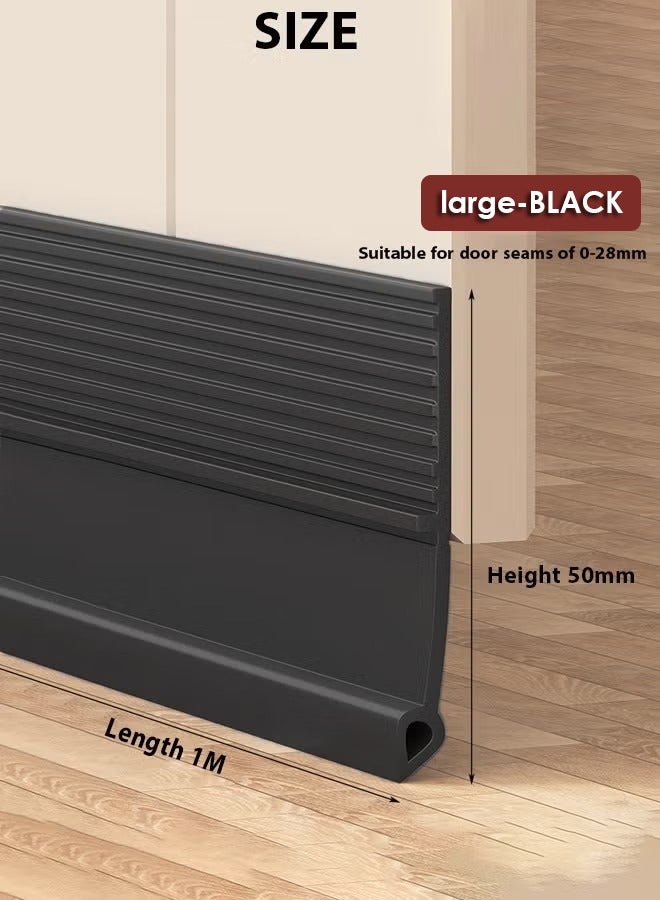 Purrhappy 100cm Door Draft Stopper, 1/2/3pcs Under Door Seal Sweep, Insect-Proof, Light-Blocking, And Noise-Reducing For Exterior & Interior Doors, Hard-Soft Tpe Door Air Blocker With Airtight Sealing For Dust/Noise Insulation, Fits 0-28mm Gaps, Black - Image 2
