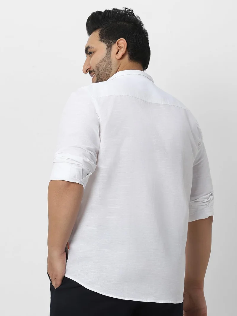 Urbano Fashion  Urbano Plus Men's White Cotton Full Sleeve Regular Fit Casual Solid Shirt with Band Collar  | Best Price UAE