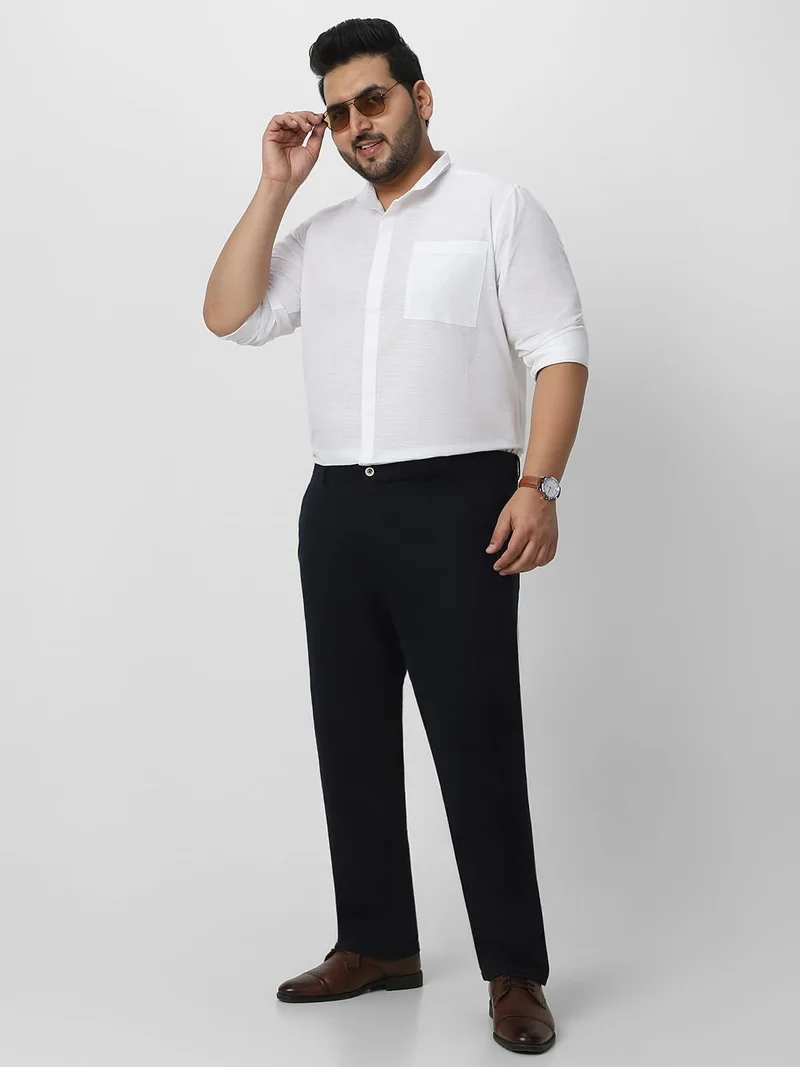 Urbano Fashion  Urbano Plus Men's White Cotton Full Sleeve Regular Fit Casual Solid Shirt with Band Collar  | Best Price UAE