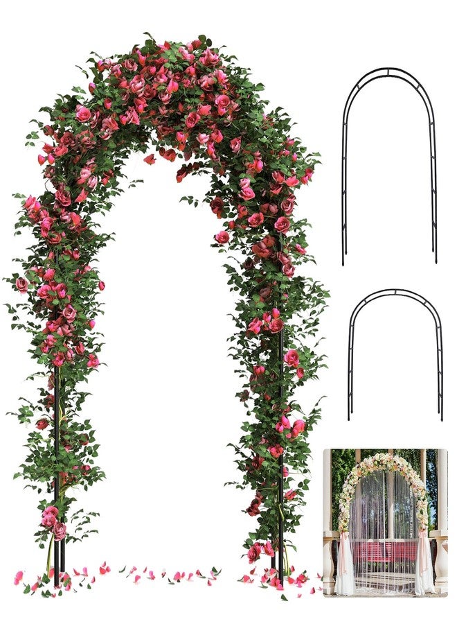 قوس حديقة ROOLLYA سميك مقاوم للصدأ، قوس زفاف - 4.6 × 7.8 أو 6.4 × 7.5 قدم، سهل التركيب، يدوم طويلاً، قوس معدني لعريشة الحديقة ونباتات التسلق - Image 1
