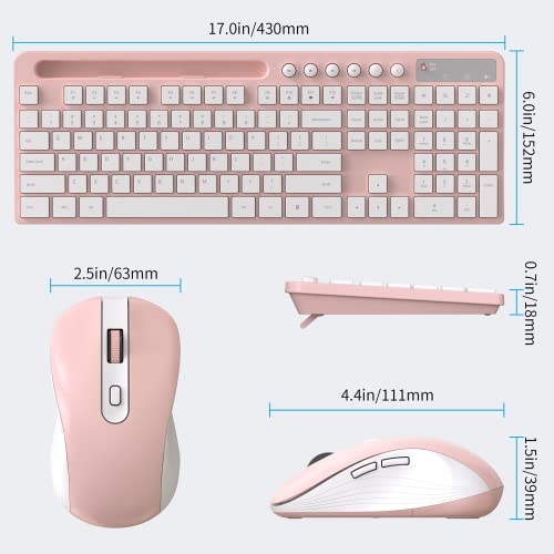 MARVO Wireless Keyboard and Mouse Combo, MARVO 2.4G Ergonomic Wireless Computer Keyboard with Phone Tablet Holder, Silent Mouse with 6 Button, Compatible with MacBook, Windows (Pink) - Image 4