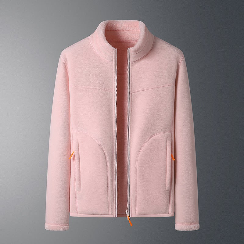 Reversible Coral Fleece Couples Jacket White (female) - Image 2