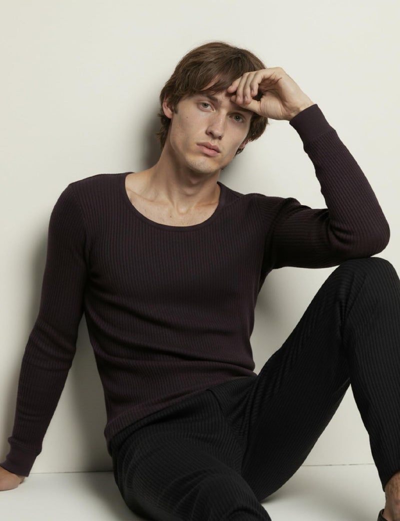 DAMENSCH HeatCode Warmer for Men; Cotton Blend Winter Inner; Fleece Lined Ribbed Thermal Wear for Men Top; Super Soft Body Warmer Full Sleeves Topwear-Base Purple-L - Image 4