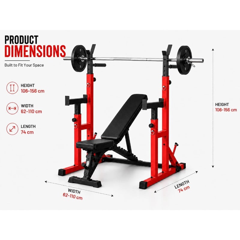 Smith Machine with Full Body Strength Training For Home Gym Steel Frame 180 cm x 120 cm x 200 cm Adjustable Bench Included 3 PCS Weight Plates Included - Image 3