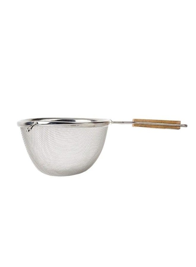 Soro Essentials- 8" Stainless Steel Single Coarse Mesh Strainer with Wooden Handle Pan Hook- Single Tinned Coarse Kitchen Food Strainer for Sift Drain Straining Liquids Stocks Sauces Soups Pasta - Image 4