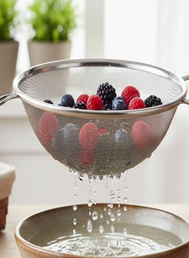 Soro Essentials- 8" Stainless Steel Single Coarse Mesh Strainer with Wooden Handle Pan Hook- Single Tinned Coarse Kitchen Food Strainer for Sift Drain Straining Liquids Stocks Sauces Soups Pasta - Image 2