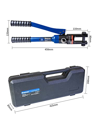 AMZCNC 12 Ton Hydraulic Crimping Tool with 9 Standard American Dies, Crimps 8AWG to 4/0 AWG, Hardened Steel Construction with Oxidized Surface for Durability(Standard US 8AWG to 4/0AWG) - Image 5