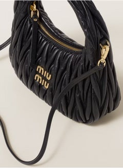 MIU MIU Wander quilted nappa leather hobo Crossbody Shoulder Bag Black  - Image 5