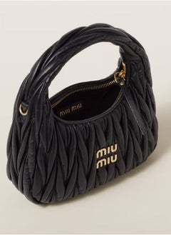 MIU MIU Wander quilted nappa leather hobo Crossbody Shoulder Bag Black  - Image 4
