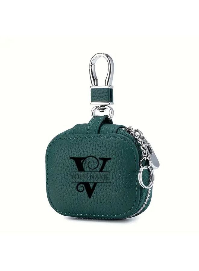 Custom Green 26 Letter Initial Earbud Case Personalized Name Lightweight Durable - Image 1