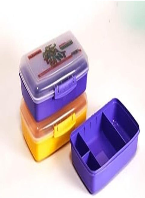 PLASTEMA Rectangular Lunch Box for Adults and Kids - Divided 4 in 1 Leakproof Microwave/Freezer/Dishwasher Safe - 1.76L - BPA - Triangle 5 - Multicolor