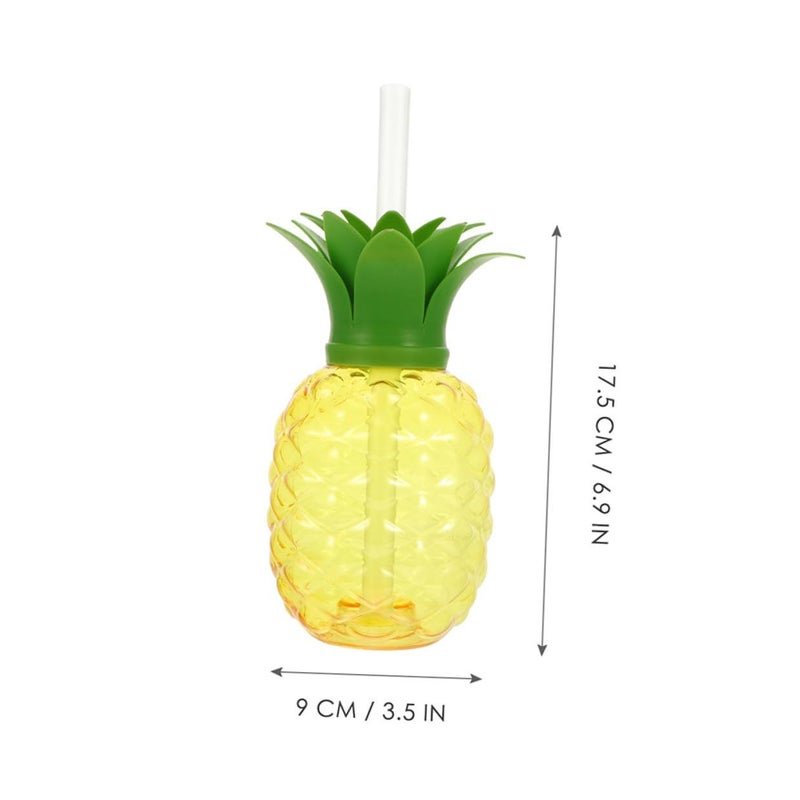 2 Reusable Plastic Pineapple Strawberry Cups With Straws For Hawaiian Beach Party Island Themed Drinkware Multicolor - Image 3