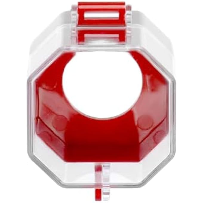 إكسفور غطاء زر التوقف في حالات الطوارئ، عبوة من 4 قطع، غطاء بلاستيكي لحماية مفتاح التبديل، غطاء قفل مفتاح الضغط، إضافة حماية لصندوق مفتاح الإيقاف مع قفل المفتاح، أحمر - Image 2