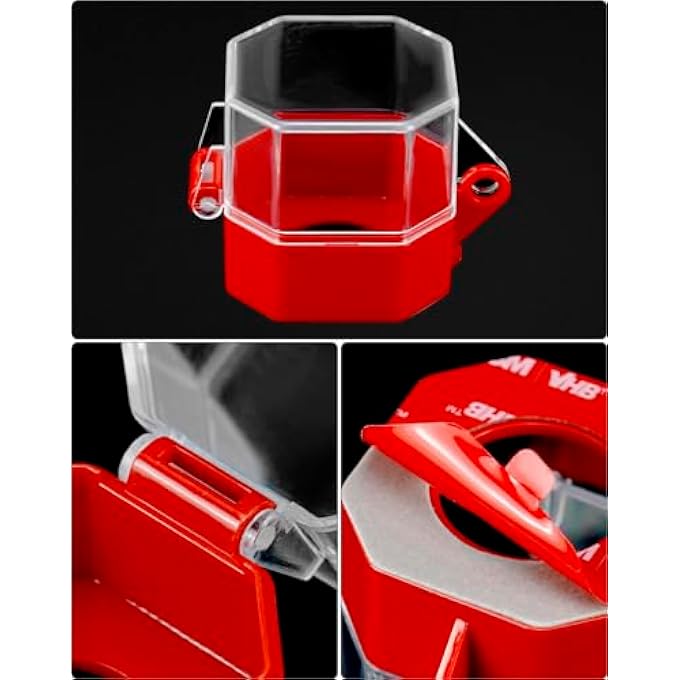 إكسفور غطاء زر التوقف في حالات الطوارئ، عبوة من 4 قطع، غطاء بلاستيكي لحماية مفتاح التبديل، غطاء قفل مفتاح الضغط، إضافة حماية لصندوق مفتاح الإيقاف مع قفل المفتاح، أحمر - Image 5