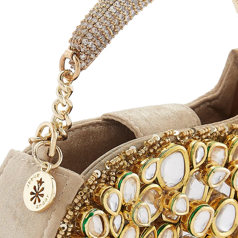 Anaar Anaar ALLURE ANNETTE Multi Jadau Stone Embellished Clutch Bag