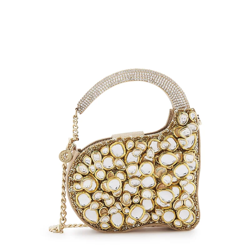 Anaar Anaar ALLURE ANNETTE Multi Jadau Stone Embellished Clutch Bag