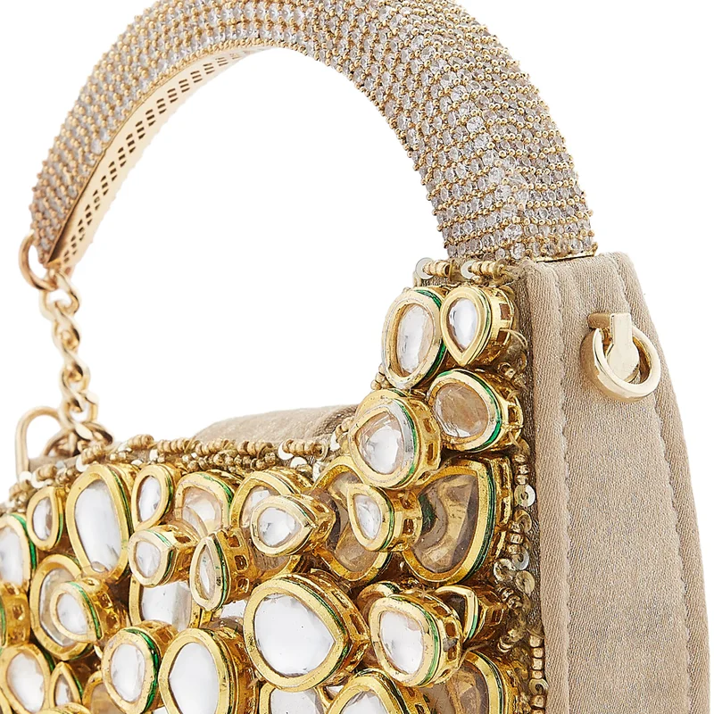Anaar Anaar ALLURE ANNETTE Multi Jadau Stone Embellished Clutch Bag